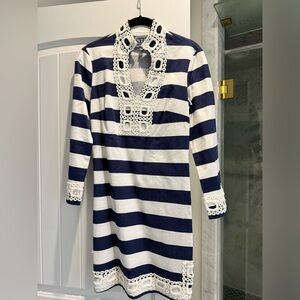 Sail to sable navy and white stripe tunic dress long sleeve XXS
